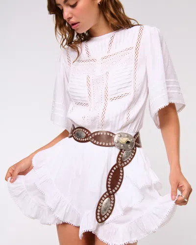 Abercrombie & Fitch Short-sleeve Easy Waist Ruffle Skort In White