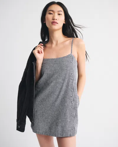 Abercrombie & Fitch Linen-blend Button Skort In Black