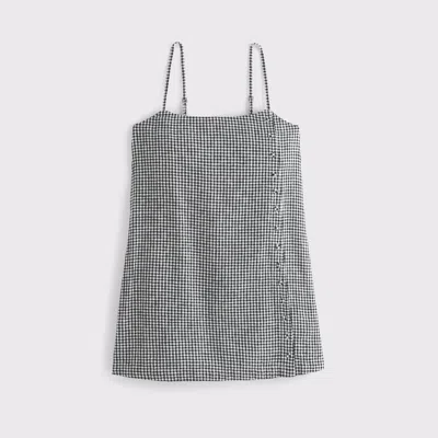 Abercrombie & Fitch Linen-blend Button Skort In Black