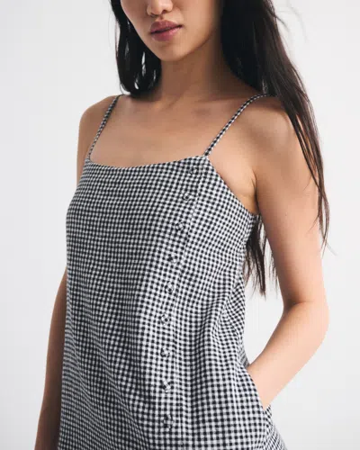 Abercrombie & Fitch Linen-blend Button Skort In Black