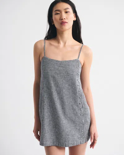 Abercrombie & Fitch Linen-blend Button Skort In Black