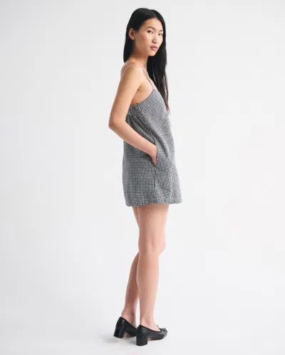 Abercrombie & Fitch Linen-blend Button Skort In Black