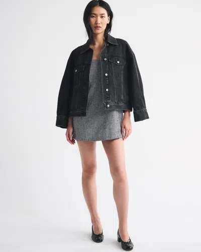 Abercrombie & Fitch Linen-blend Button Skort In Black