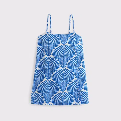 Abercrombie & Fitch Linen-blend Button Skort In Blue