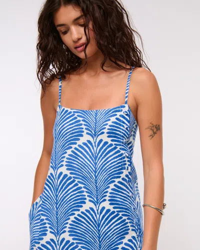 Abercrombie & Fitch Linen-blend Button Skort In Blue