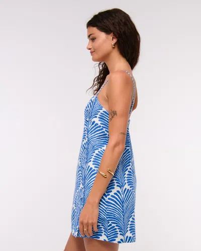 Abercrombie & Fitch Linen-blend Button Skort In Blue