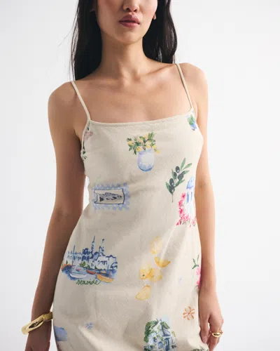 Abercrombie & Fitch The A&f Julia Slip Linen-blend Midi Dress In Burgundy