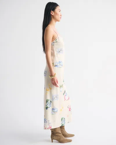 Abercrombie & Fitch The A&f Julia Slip Linen-blend Midi Dress In Burgundy