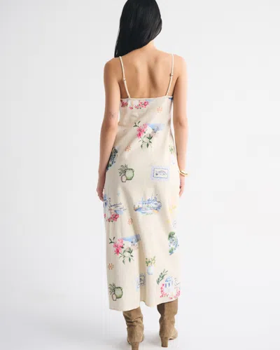 Abercrombie & Fitch The A&f Julia Slip Linen-blend Midi Dress In Burgundy