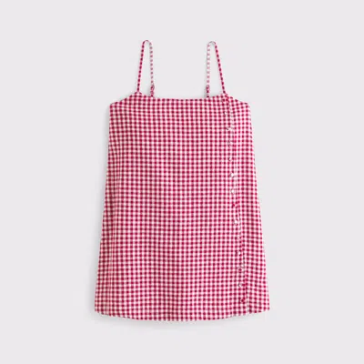 Abercrombie & Fitch Linen-blend Button Skort In Red