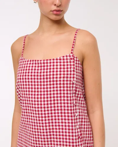 Abercrombie & Fitch Linen-blend Button Skort In Red