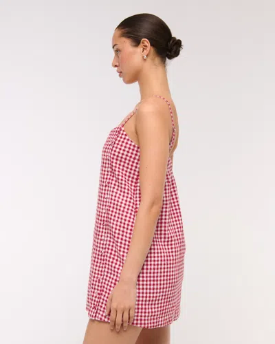 Abercrombie & Fitch Linen-blend Button Skort In Red