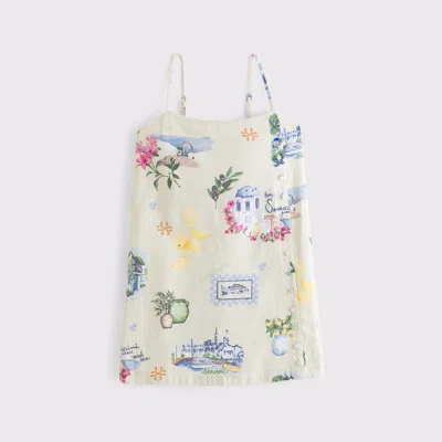 Abercrombie & Fitch Linen-blend Button Skort In Burgundy