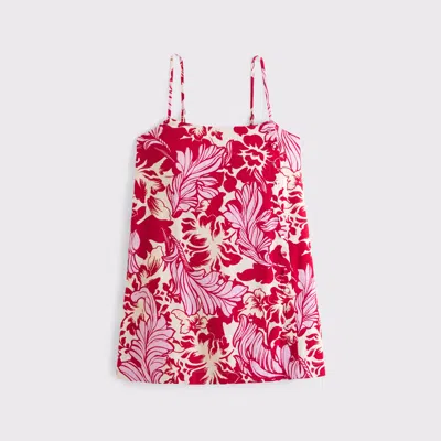 Abercrombie & Fitch Linen-blend Button Skort In Red