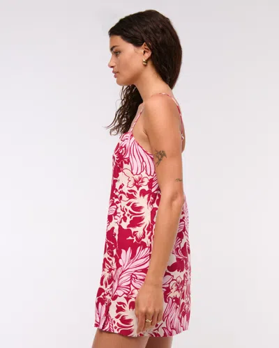 Abercrombie & Fitch Linen-blend Button Skort In Red