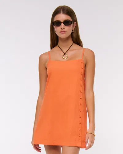 Abercrombie & Fitch Linen-blend Button Skort In Orange