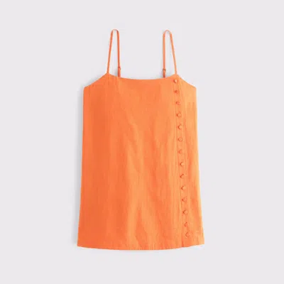 Abercrombie & Fitch Linen-blend Button Skort In Orange