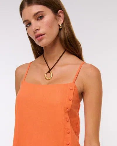 Abercrombie & Fitch Linen-blend Button Skort In Orange