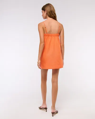 Abercrombie & Fitch Linen-blend Button Skort In Orange