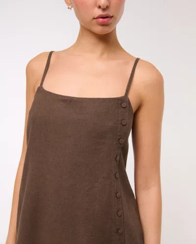 Abercrombie & Fitch Linen-blend Button Skort In Burgundy