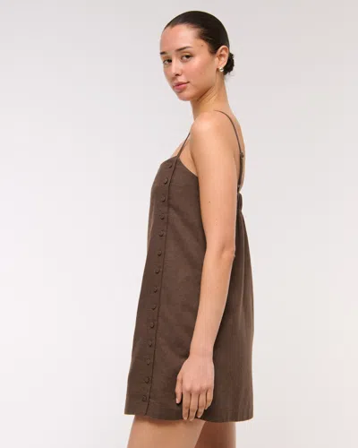 Abercrombie & Fitch Linen-blend Button Skort In Burgundy