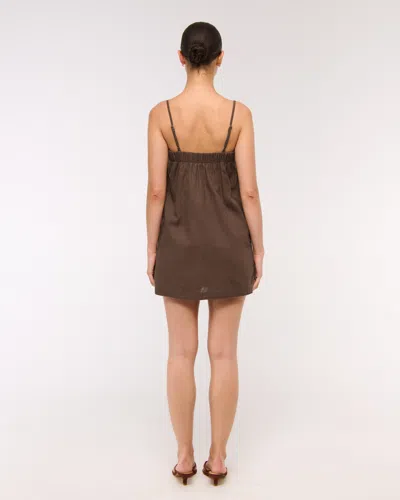 Abercrombie & Fitch Linen-blend Button Skort In Burgundy