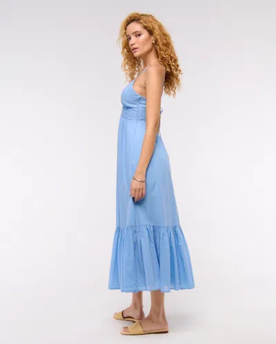 Abercrombie & Fitch Bra-free Flowy Tie-back Maxi Dress In Blue