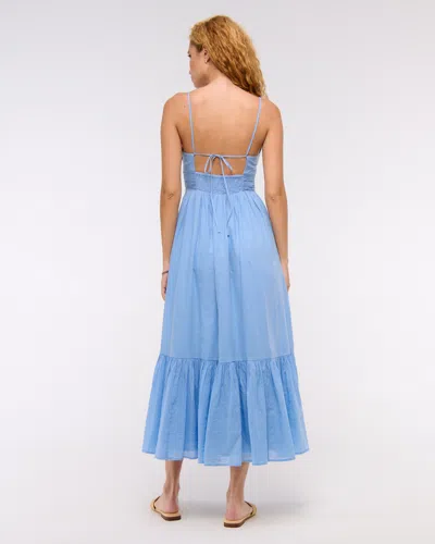 Abercrombie & Fitch Bra-free Flowy Tie-back Maxi Dress In Blue