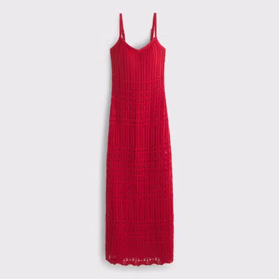 Abercrombie & Fitch Crochet-style Maxi Dress In Red