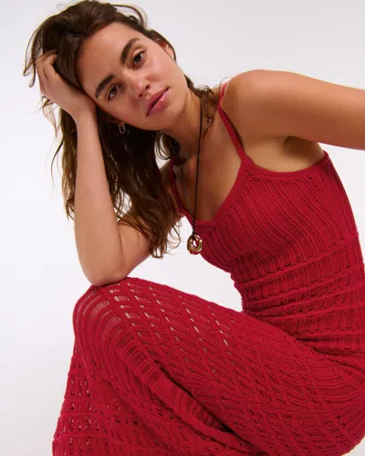 Abercrombie & Fitch Crochet-style Maxi Dress In Red