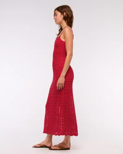 Abercrombie & Fitch Crochet-style Maxi Dress In Red