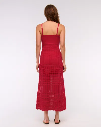 Abercrombie & Fitch Crochet-style Maxi Dress In Red