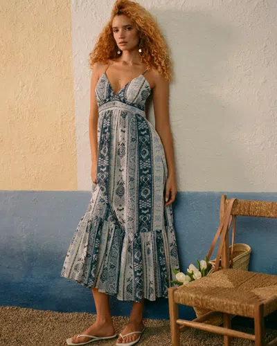 Abercrombie & Fitch Bra-free Flowy Tie-back Maxi Dress In Blue