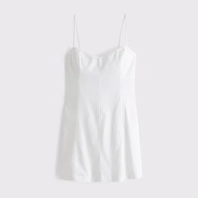 Abercrombie & Fitch Lace-trim Linen-blend Mini Dress In White