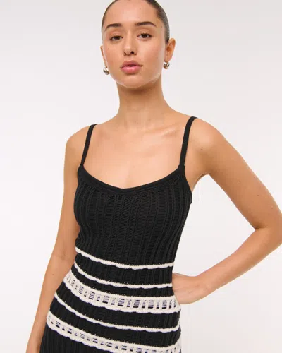 Abercrombie & Fitch Crochet-style V-neck Mini Dress In Black