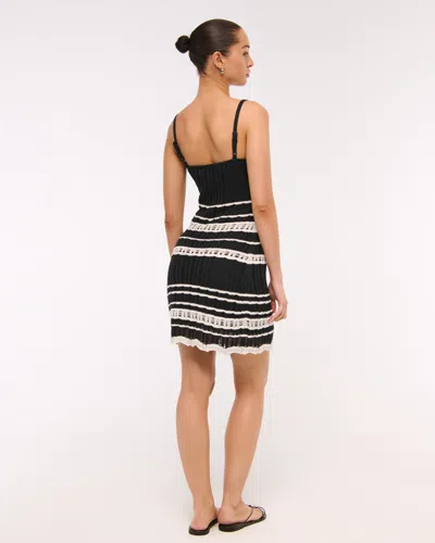 Abercrombie & Fitch Crochet-style V-neck Mini Dress In Black