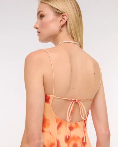 Abercrombie & Fitch Sheer Flowy Maxi Dress In Orange