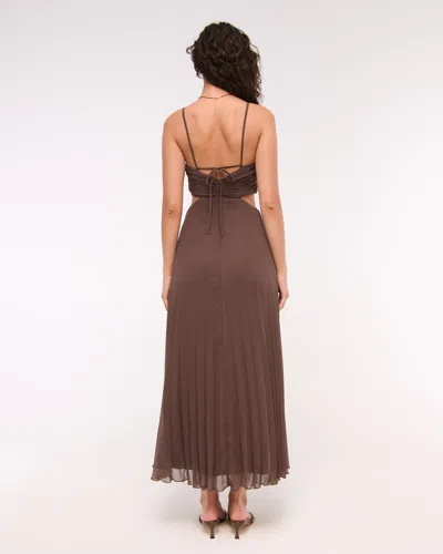 Abercrombie & Fitch The A&f Giselle Babydoll Cutout Maxi Dress In Brown