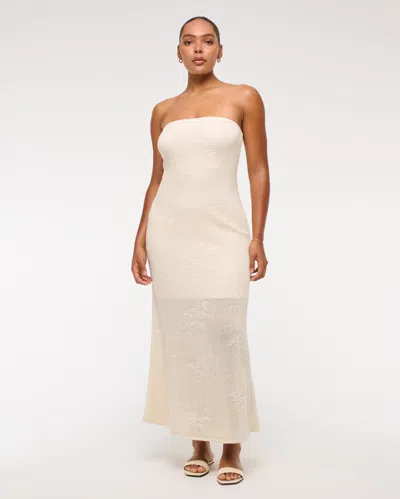 Abercrombie & Fitch Strapless Crochet-style Maxi Dress In White