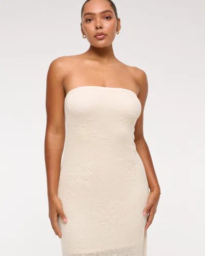 Abercrombie & Fitch Strapless Crochet-style Maxi Dress In White