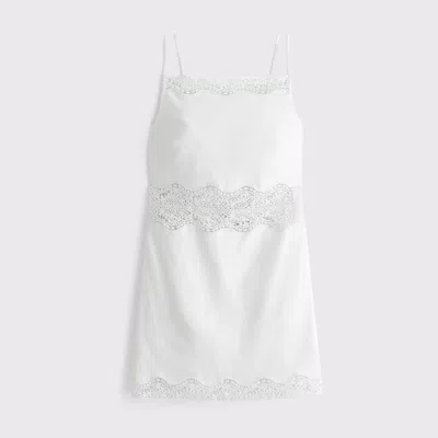 Abercrombie & Fitch Apron Lace-trim Mini Dress In White