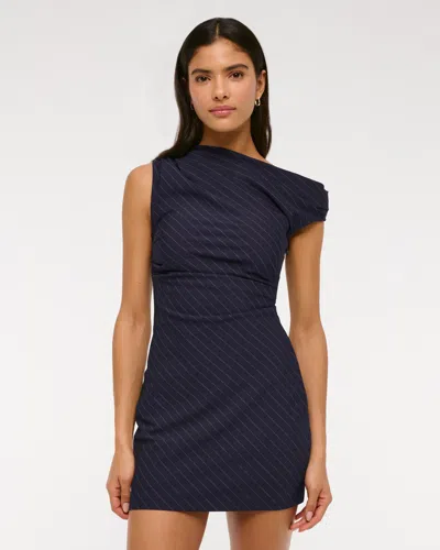Abercrombie & Fitch One-shoulder Tailored Mini Dress In Blue