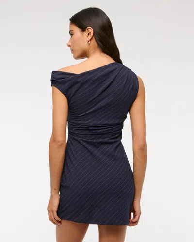 Abercrombie & Fitch One-shoulder Tailored Mini Dress In Blue