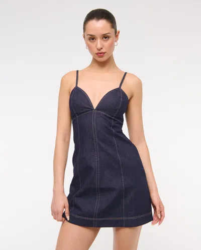 Abercrombie & Fitch Sweetheart Denim Mini Dress In Blue