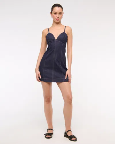 Abercrombie & Fitch Sweetheart Denim Mini Dress In Blue