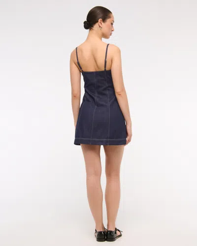 Abercrombie & Fitch Sweetheart Denim Mini Dress In Blue