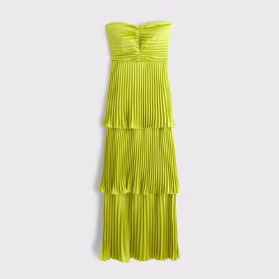 Abercrombie & Fitch The A&f Giselle Strapless Tiered Maxi Dress In Green