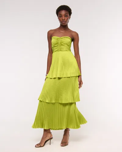 Abercrombie & Fitch The A&f Giselle Strapless Tiered Maxi Dress In Green