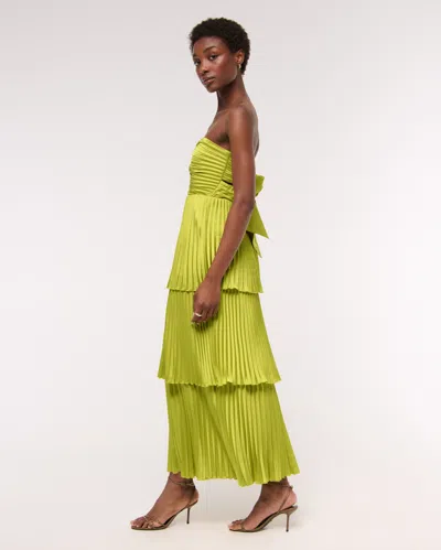 Abercrombie & Fitch The A&f Giselle Strapless Tiered Maxi Dress In Green