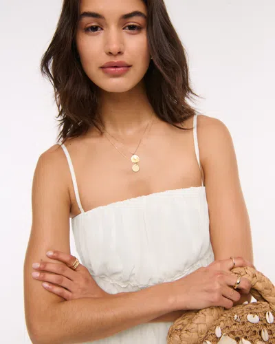 Abercrombie & Fitch Strapless Ruffle Maxi Dress In White